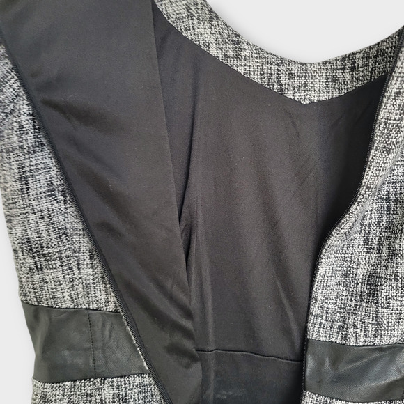DE Collection Tweed Faux Leather Trim Knee Length Sheath Dress Women Sz 12 - Picture 7 of 7